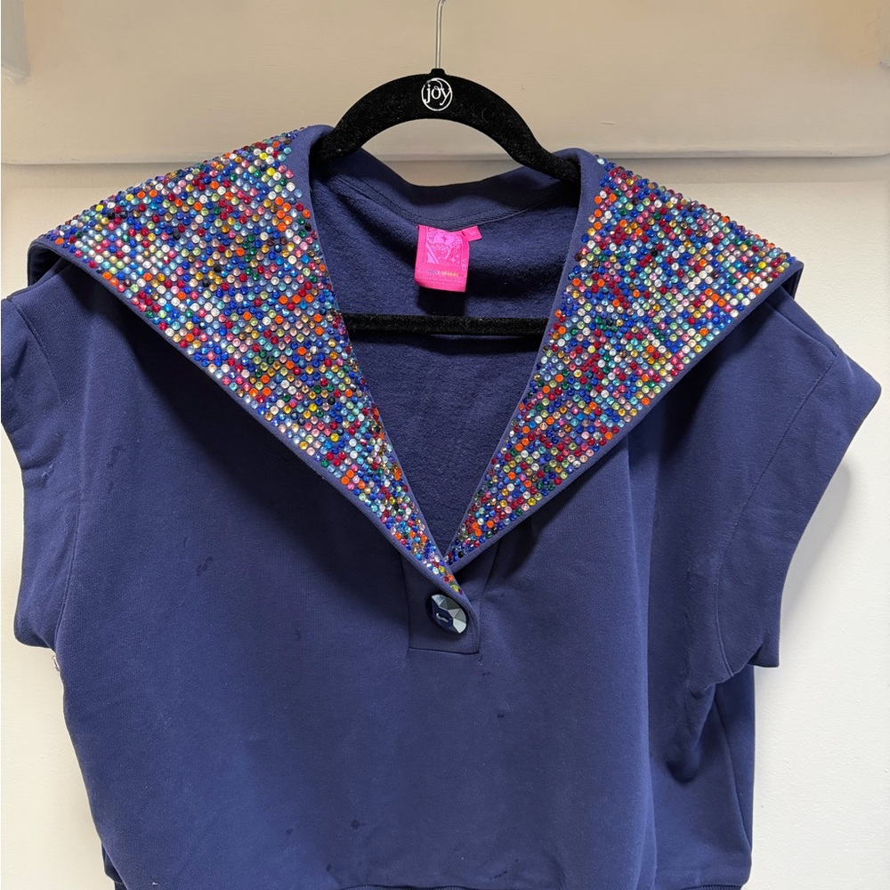 QUEEN OF SPARKLES Navy Beaded Kids Hoodie